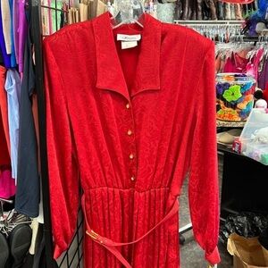 Vintage Florentine Red Belted Shirtdress Size 10 NWT Made in Canada